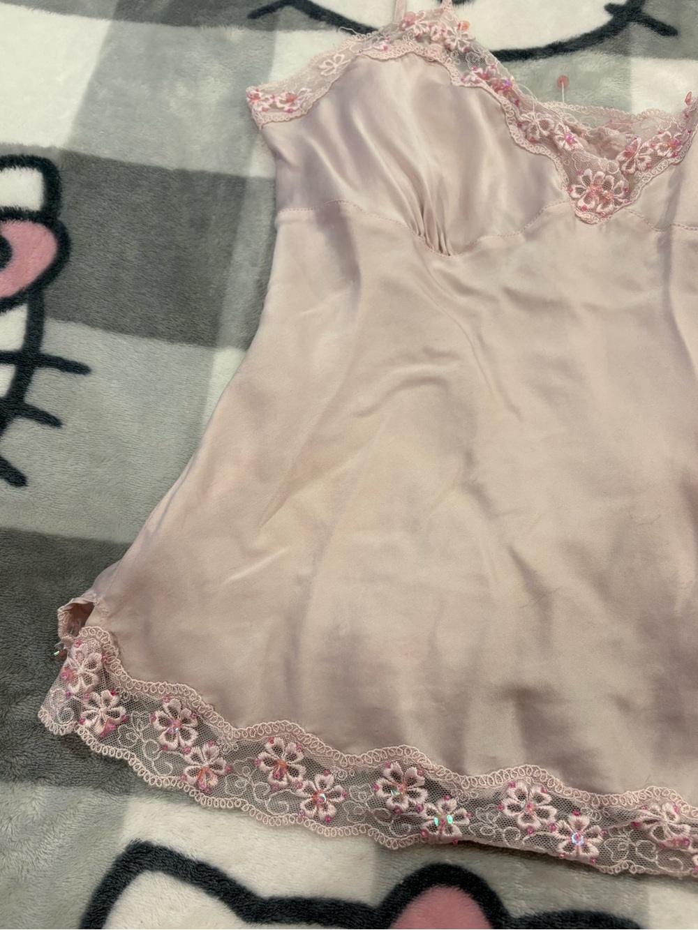 Ninety Pink 100% Silk Floral Lace Y2K Cami Top - Picture 3 of 10